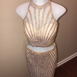 Blush formal. Gold beaded GORGEOUS!